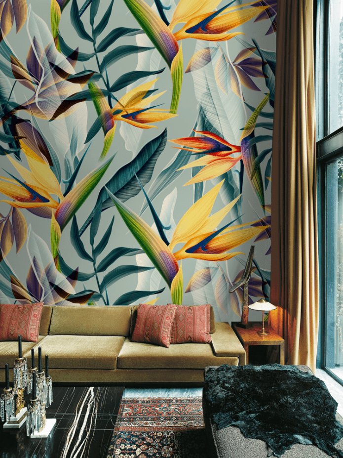 wallpaper with tropical flowers