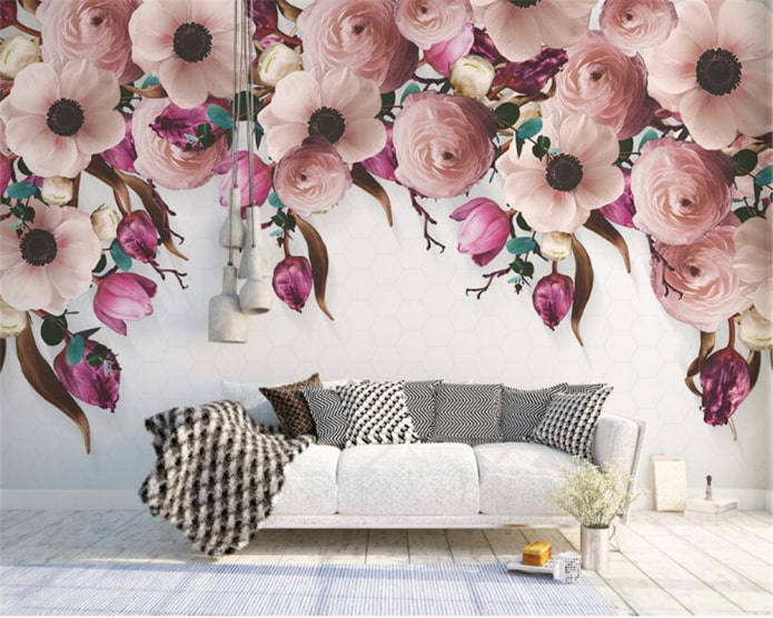photo wallpaper with the image of flowers