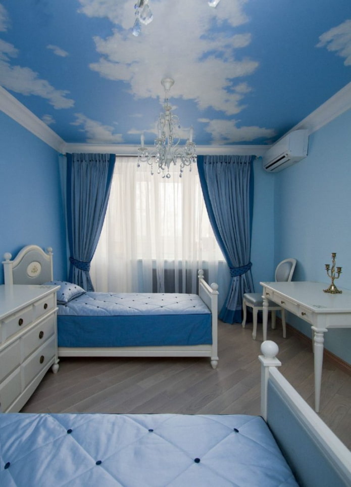 wallpaper with the image of the sky on the ceiling
