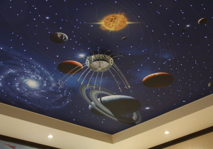 ceiling wallpaper with the image of space