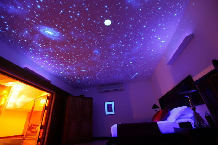 ceiling with luminescent wallpaper