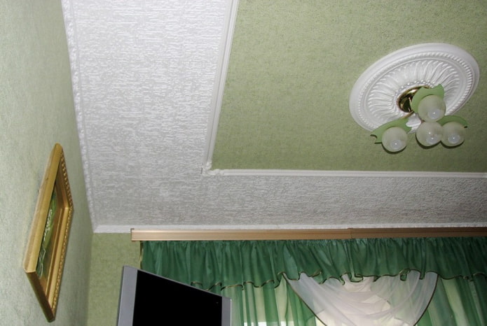 combination of wallpaper with ceiling tiles