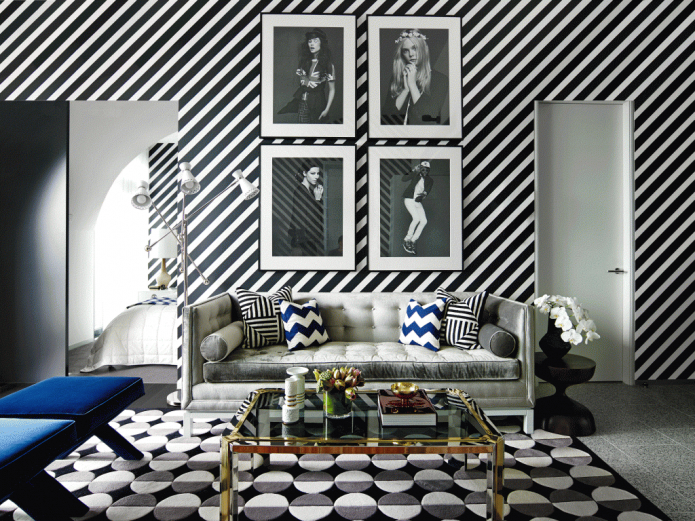 striped wallpaper in the interior