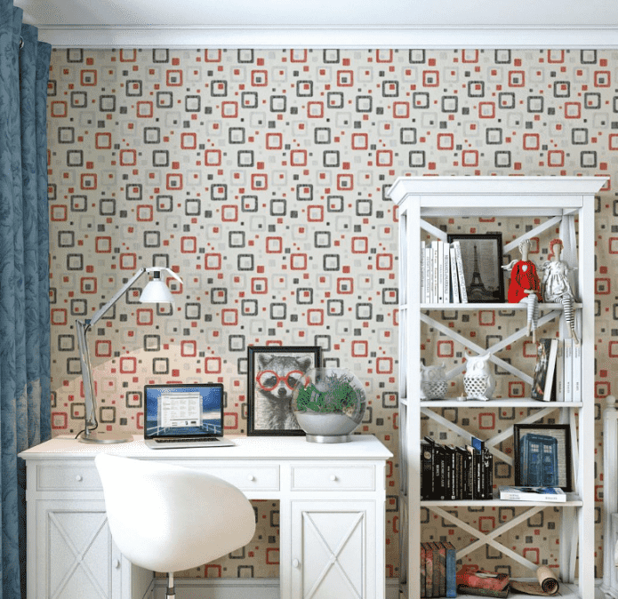 wallpaper with squares in the interior