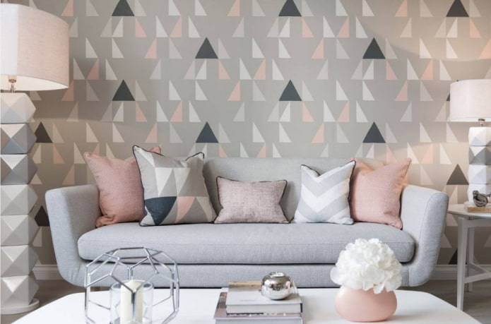 wallpaper na may mga triangles sa interior
