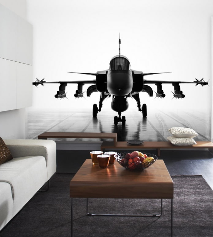wallpaper with an airplane in the interior