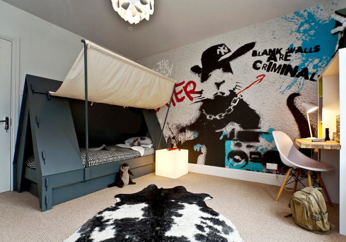 graffiti háttérkép a fiú szobájában