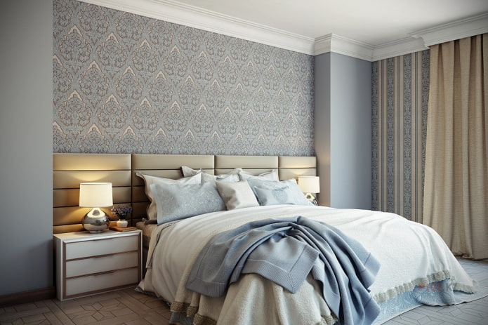 combination of wallpaper in the interior of the bedroom