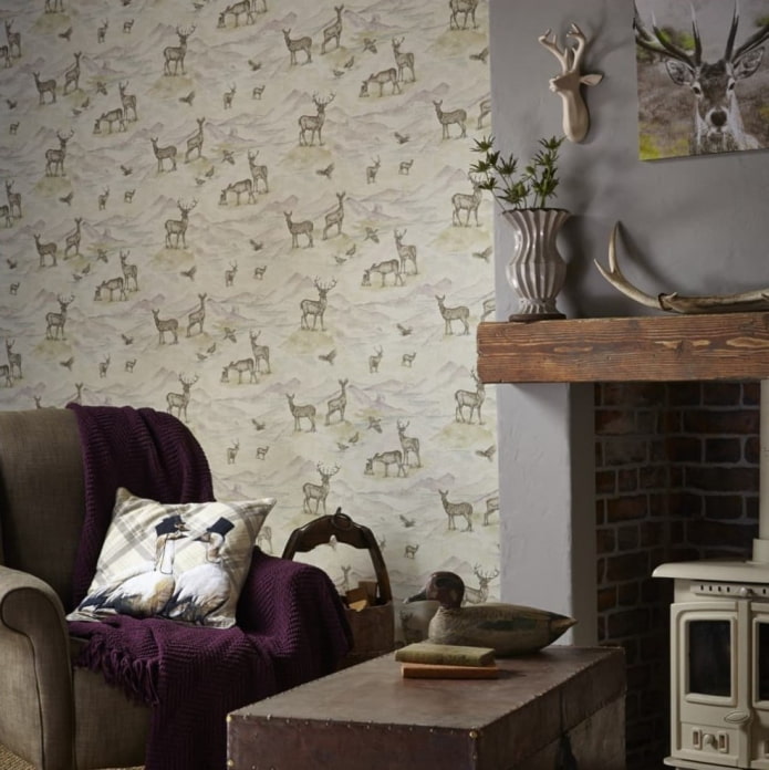 wallpaper with animals in the interior