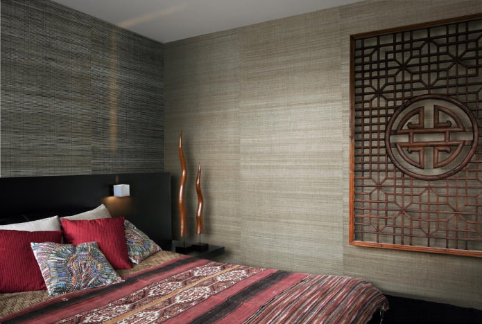 fabric wallpaper in oriental style