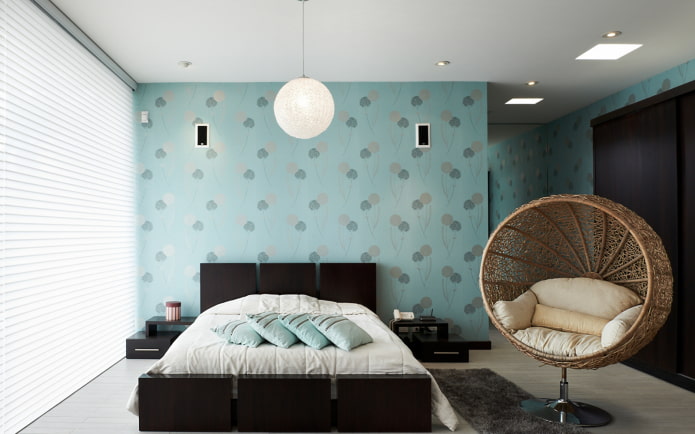 turquoise paper wallpaper in the interior