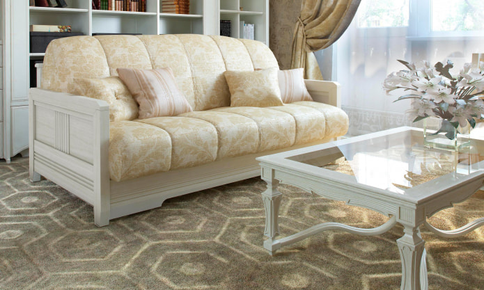 Beige and gold sofa