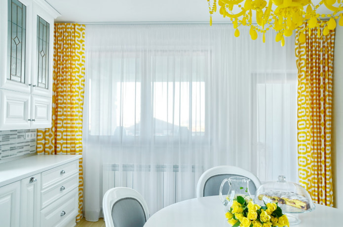 Yellow and white curtains