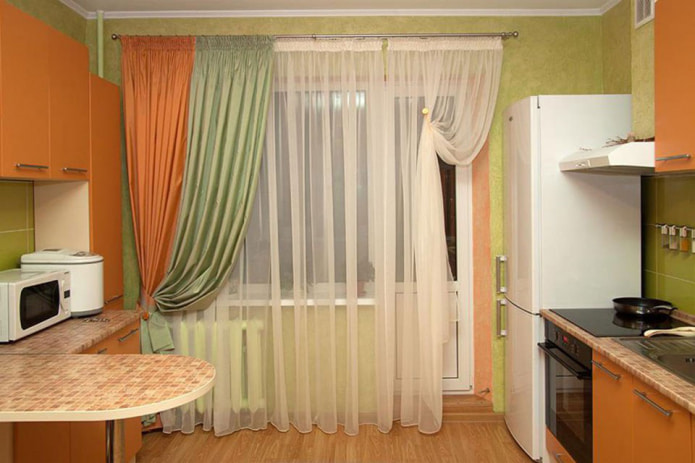 two-tone curtain with orange