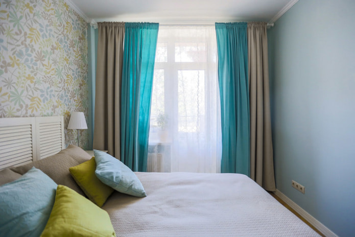 brown and turquoise curtains