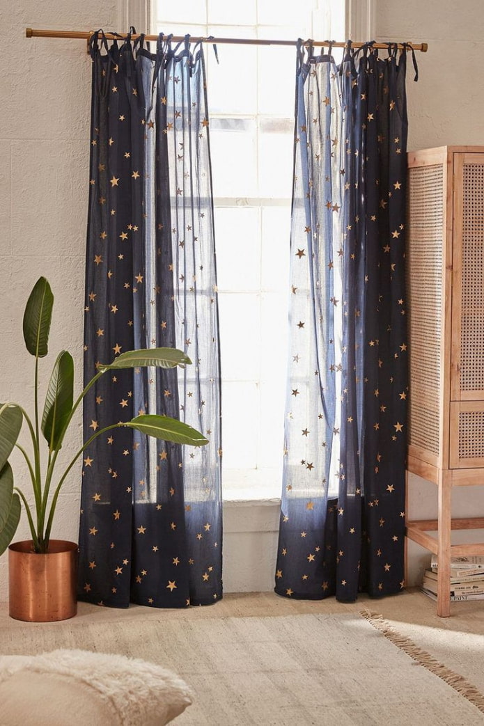 blue curtains with stars