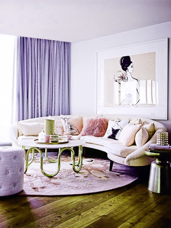 lilac curtains in the living room