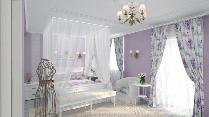 curtains with a combination of lilac and white