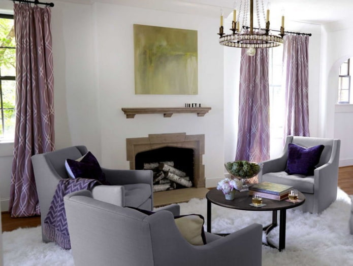 geometric print lilac curtains