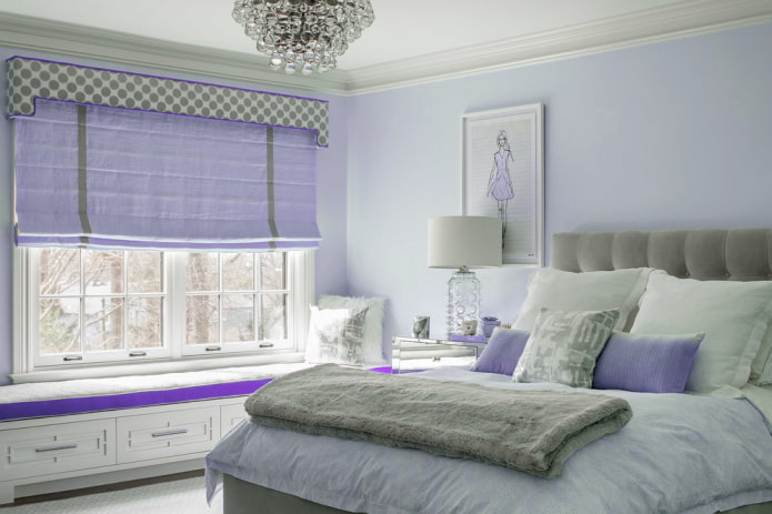 curtains with a combination of lilac and gray