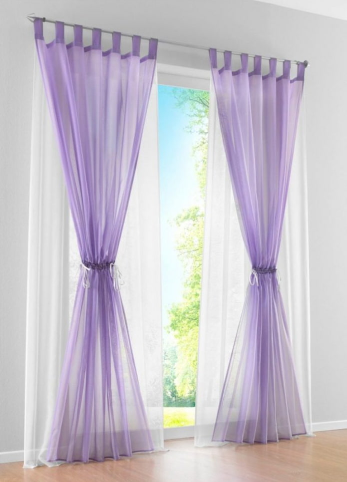 lilac curtains on the hinges