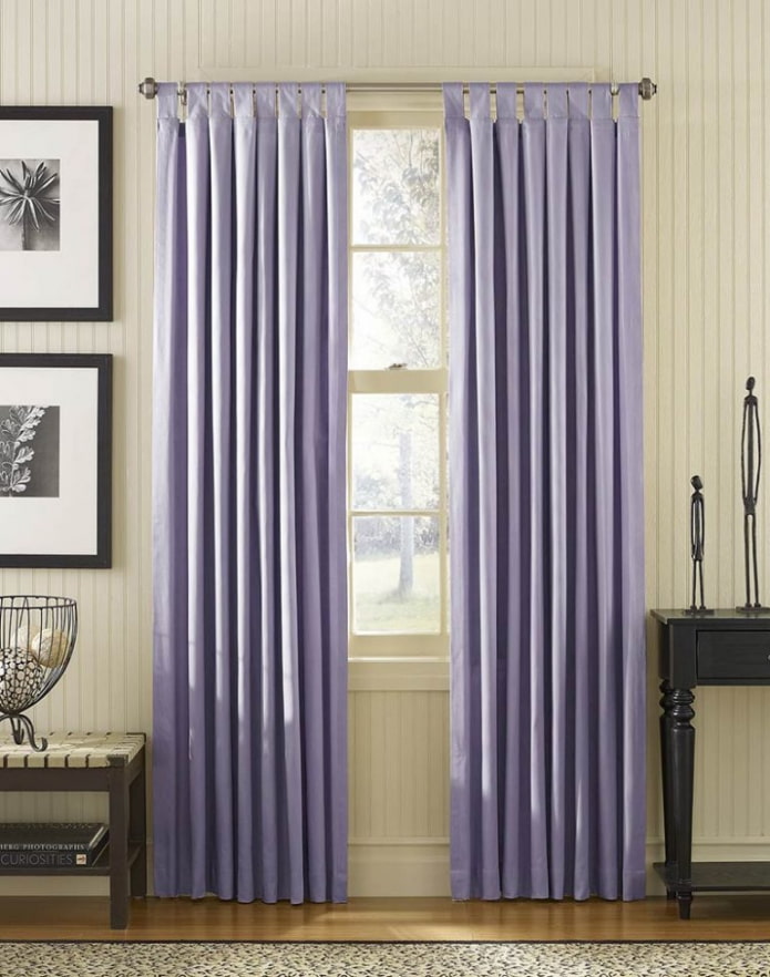 lilac curtains on the hinges