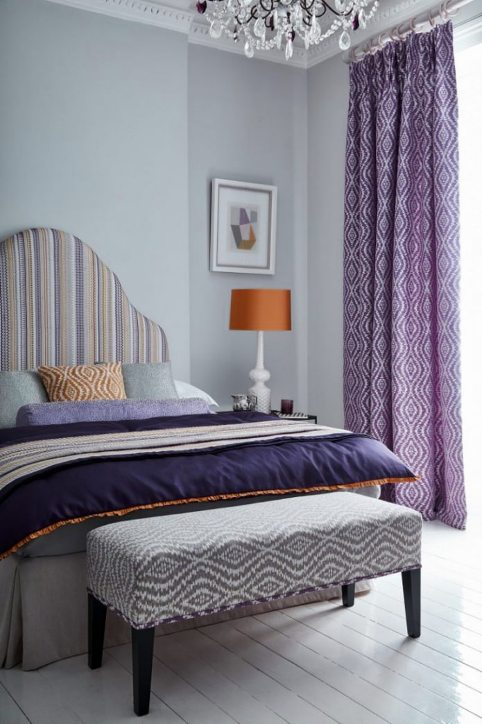 geometric print lilac curtains