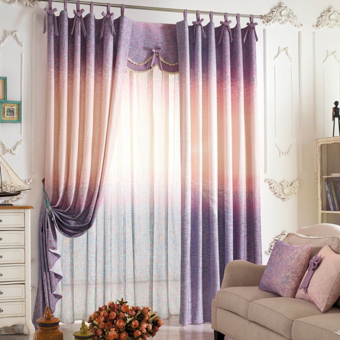 lilac curtains with ombre effect