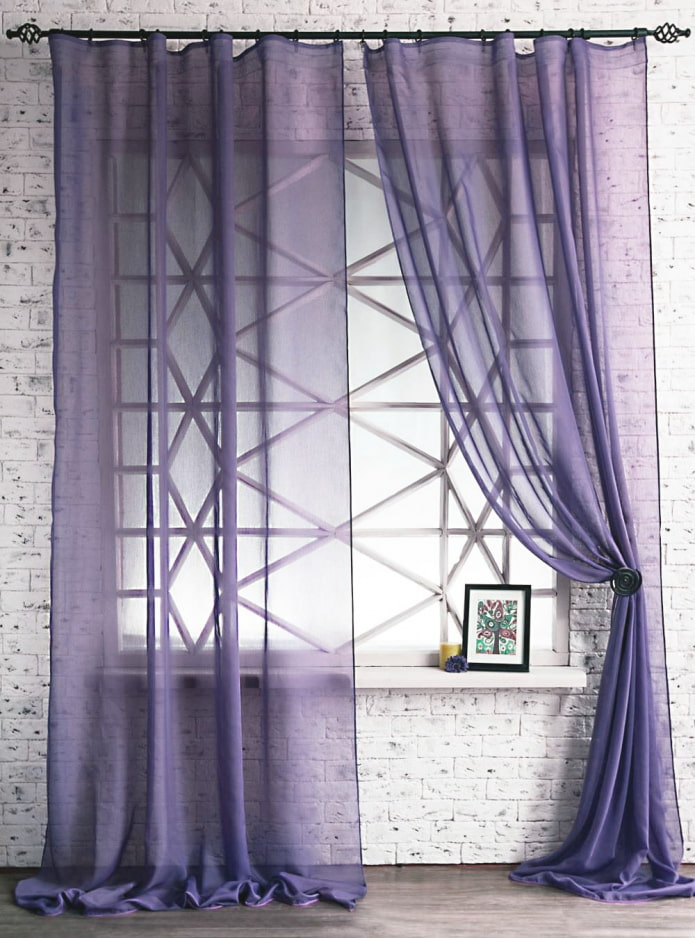 dark lilac curtains with holder