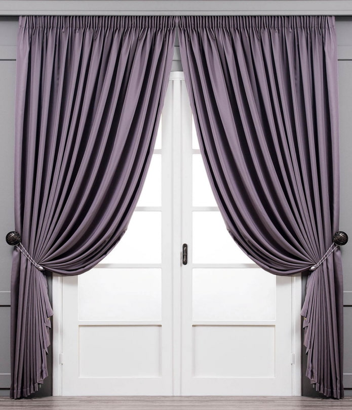 dark lilac curtains with holders