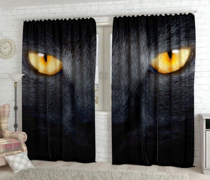 hosszú 3d függöny macskaszem képével