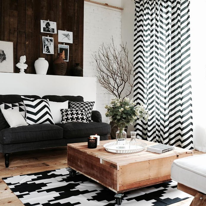 curtains with geometric pattern