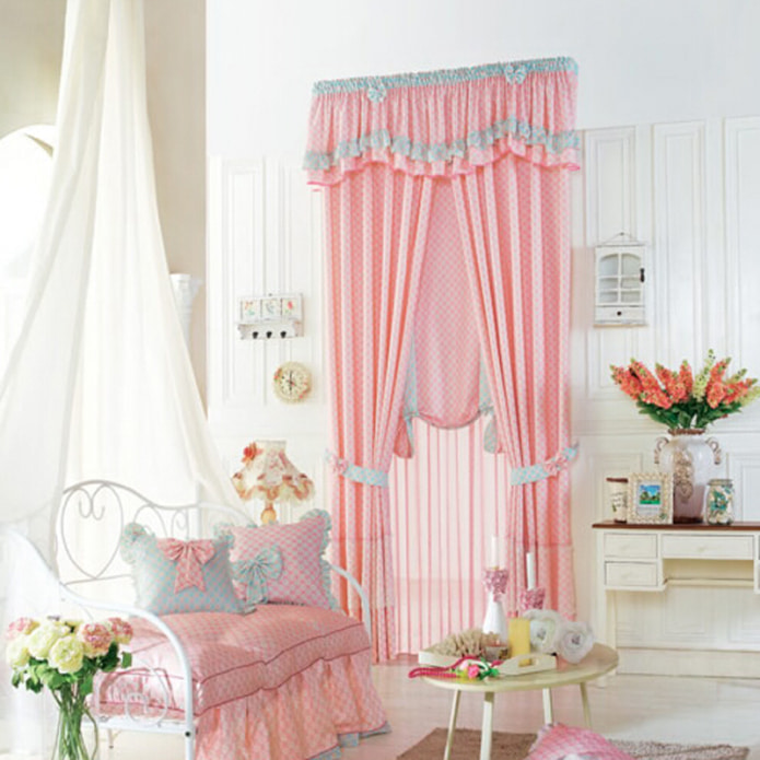 pink blue curtains