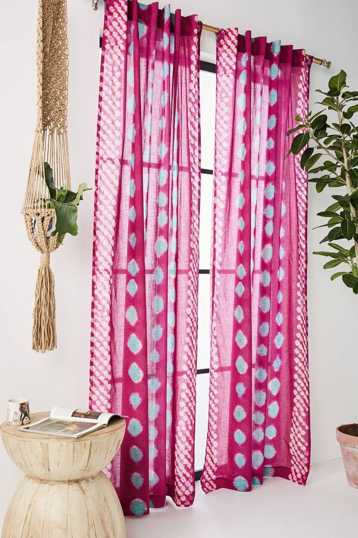 pink turquoise curtains