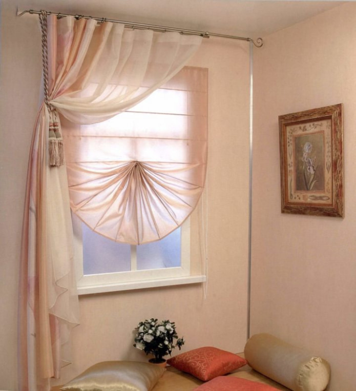 combination of curtains of different lengths