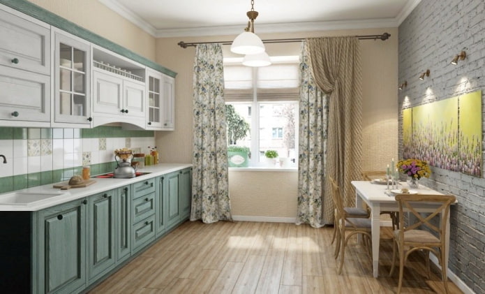 curtains in the kitchen in the style of provence