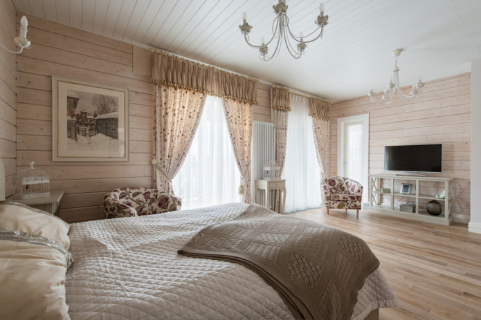bedroom in Provencal style in the interior of the house