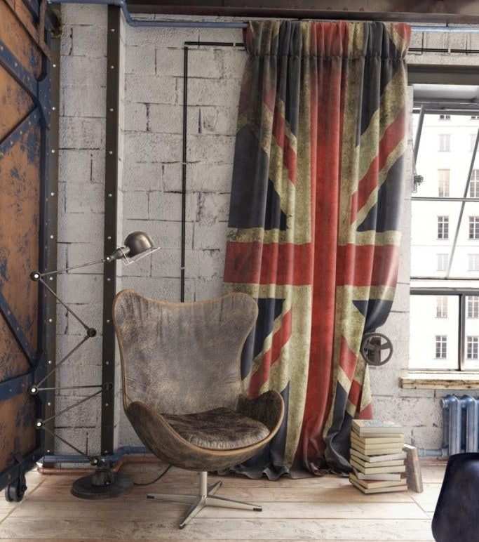 curtains with holders in the loft style