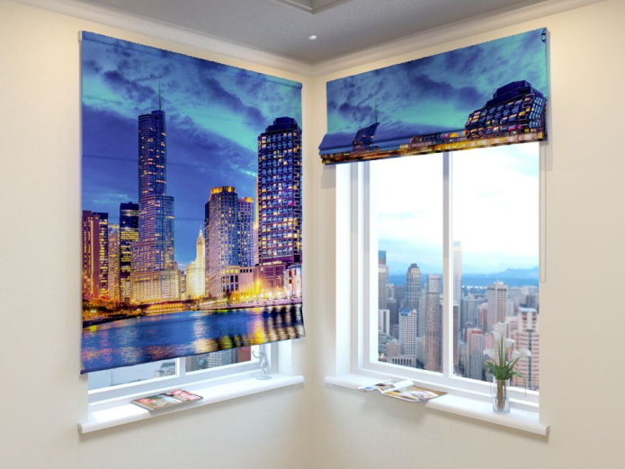 3d roman blinds with the image of the city