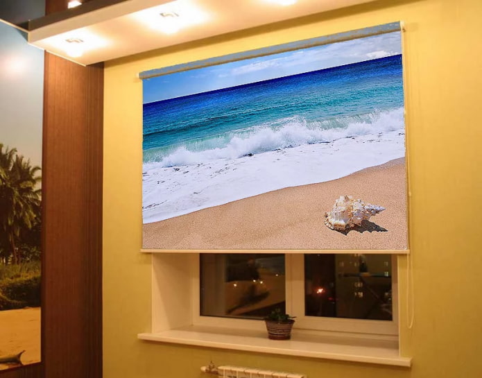 3d roller blinds with the image of the sea