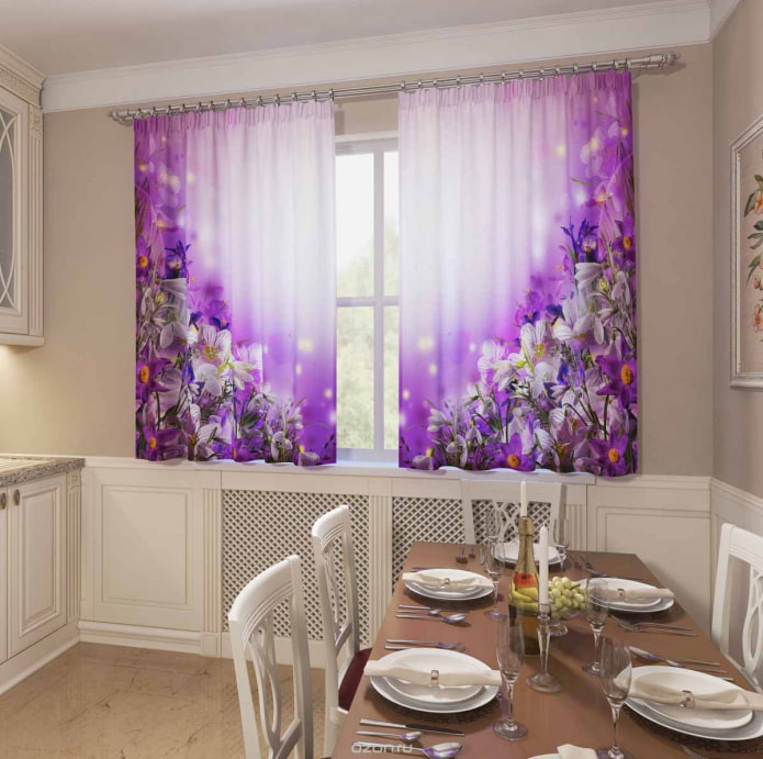 short 3D curtains with flowers
