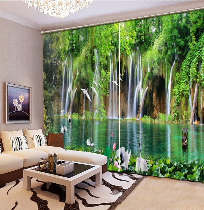 3d curtains with the image of nature