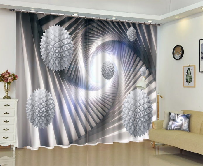 3d curtains with abstraction
