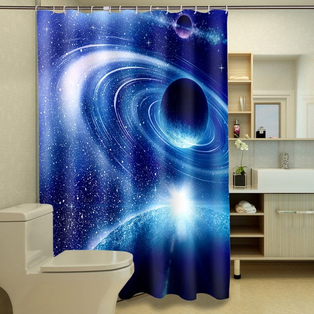 3d curtains with the image of space