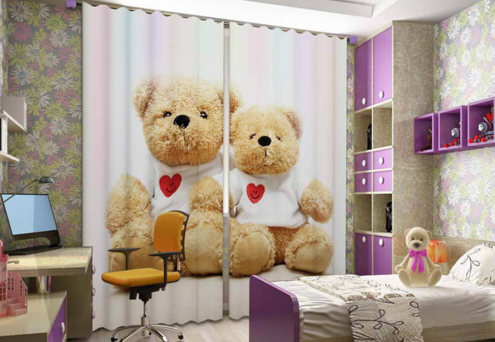 3d curtains in the nursery for girls
