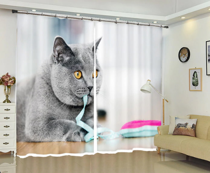 3d curtains in the living room