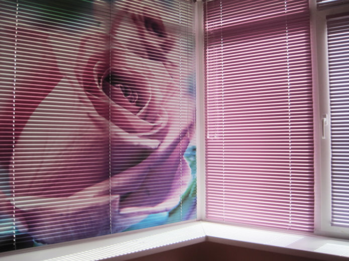 3d blinds with a picture of a rose