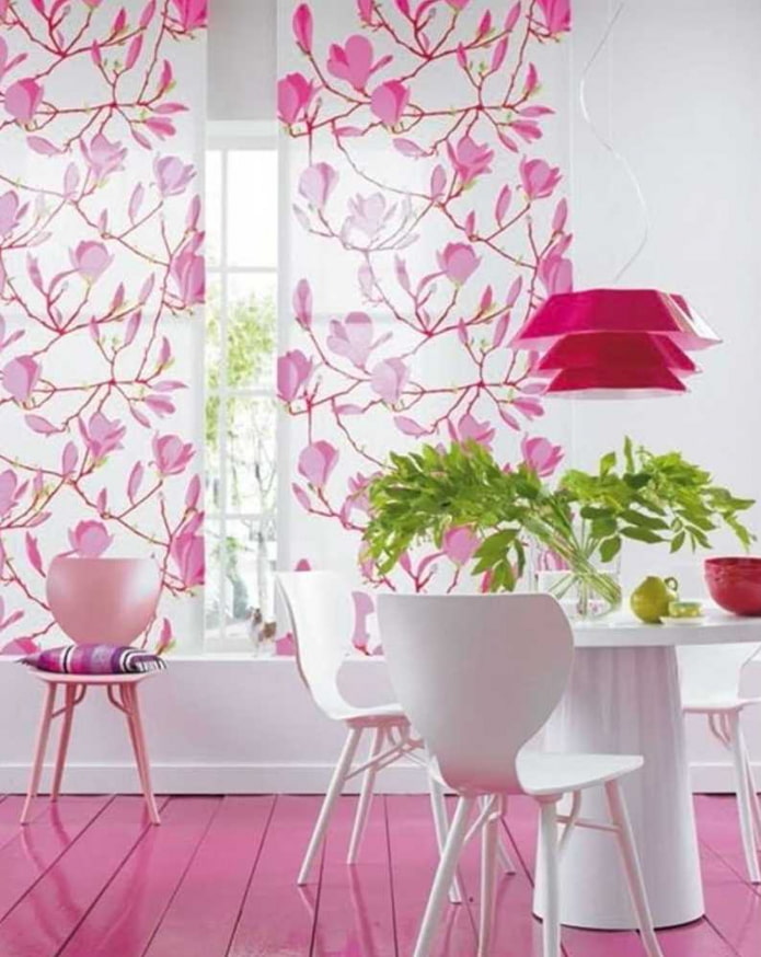 pink floral curtains