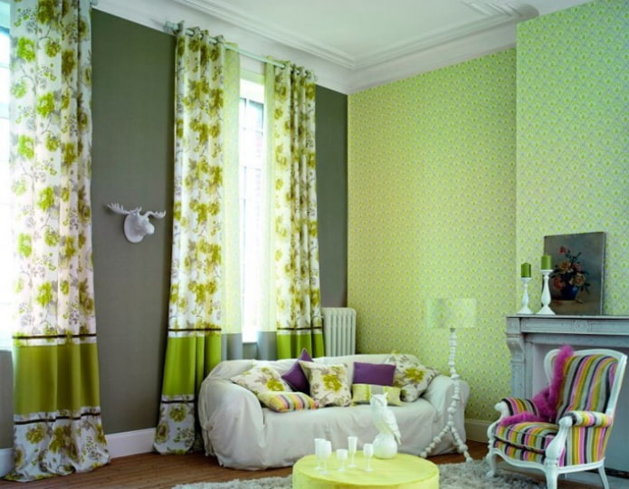 green floral curtains