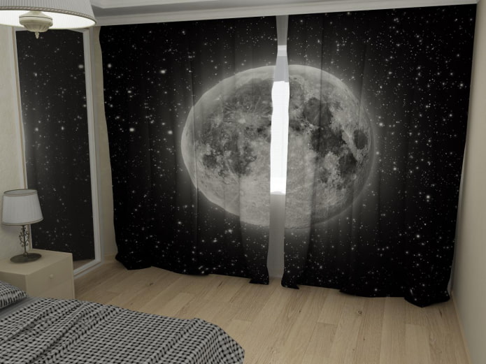 photocurtains with the image of space